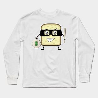 Bread Bandit - Funny Character Illustration Long Sleeve T-Shirt